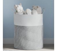 vidaXL Cestino Portaoggetti Grigio e Bianco Ø38x46 cm in Cotone