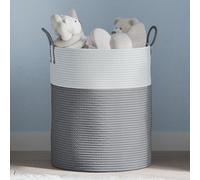 vidaXL Cestino Portaoggetti Grigio e Bianco Ø38x46 cm in Cotone