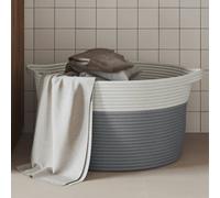 vidaXL Cestino Portaoggetti Grigio e Bianco Ø40x25 cm in Cotone