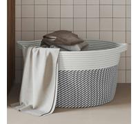vidaXL Cestino Portaoggetti Grigio e Bianco Ø40x25 cm in Cotone
