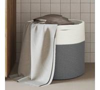 vidaXL Cestino Portaoggetti Grigio e Bianco Ø40x35 cm in Cotone
