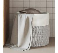 vidaXL Cestino Portaoggetti Grigio e Bianco Ø40x35 cm in Cotone