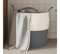 vidaXL Cestino Portaoggetti Grigio e Bianco Ø43x38 cm in Cotone