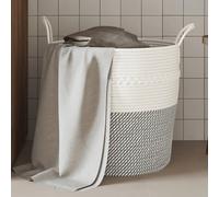 vidaXL Cestino Portaoggetti Grigio e Bianco Ø43x38 cm in Cotone