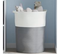 vidaXL Cestino Portaoggetti Grigio e Bianco Ø49x65 cm in Cotone