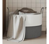 vidaXL Cestino Portaoggetti Grigio e Bianco Ø51x33 cm in Cotone