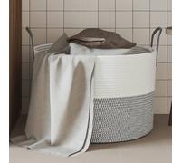 vidaXL Cestino Portaoggetti Grigio e Bianco Ø51x33 cm in Cotone
