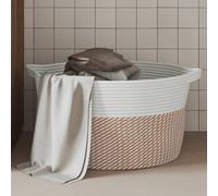 vidaXL Cestino Portaoggetti Marrone e Bianco Ø40x25 cm in Cotone