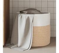 vidaXL Cestino Portaoggetti Marrone e Bianco Ø40x35 cm in Cotone