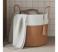 vidaXL Cestino Portaoggetti Marrone e Bianco Ø40x35 cm in Cotone