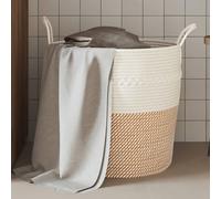 vidaXL Cestino Portaoggetti Marrone e Bianco Ø43x38 cm in Cotone