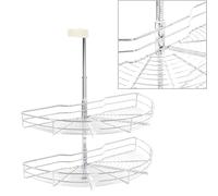 vidaXL Cesto a 2 Livelli in Metallo da Cucina, Cestino da Armadio, Cesto di stoccaggio, scaffale Durevole, 180 Gradi, 75 x 38 x 80 cm