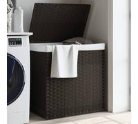 AX Cesto Portabiancheria Lavanderia 53x35x57cm Polyrattan Bucato Marrone 372035