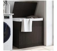 AX Cesto Portabiancheria Lavanderia 53x35x57cm Polyrattan Bucato Marrone 372035