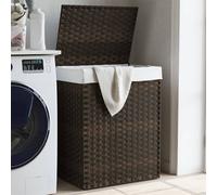 vidaXL Cesto Biancheria Coperchio Marrone Scuro 46x33x60 cm Polyrattan
