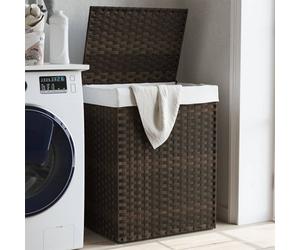 vidaXL Cesto Biancheria Coperchio Marrone Scuro 46x33x60 cm Polyrattan