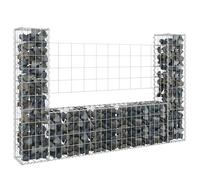 vidaXL Cesto Gabbione a U con 2 Pali in Ferro 140x20x100 cm