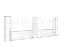 vidaXL Cesto Gabbione a U con 3 Pali in Ferro 260x20x100 cm
