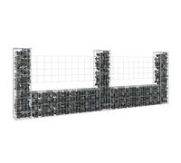 vidaXL Cesto Gabbione a U con 3 Pali in Ferro 260x20x100 cm