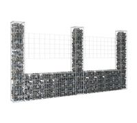 vidaXL Cesto Gabbione a U con 3 Pali in Ferro 260x20x150 cm