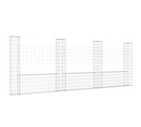 vidaXL Cesto Gabbione a U con 4 Pali in Ferro 380x20x150 cm