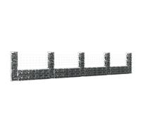 vidaXL Cesto Gabbione a U con 5 Pali in Ferro 500x20x100 cm