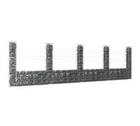 vidaXL Cesto Gabbione a U con 5 Pali in Ferro 500x20x150 cm