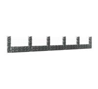 vidaXL Cesto Gabbione a U con 6 Pali in Ferro 620x20x100 cm