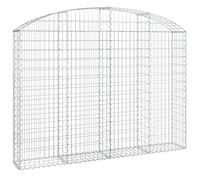 vidaXL Cesto Gabbione ad Arco 200x30x140/160 cm Ferro Zincato, cesto gabbione ad arco, gabbione, gabbia muro in pietra, gabbione ad arco, gabbia