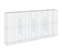 vidaXL Cesto Gabbione con Copertura 400x50x200 cm in Ferro Zincato, Muro di gabbione, Muro di Sostegno a gabbione, Recinzione di gabbione, gabbione
