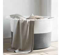 vidaXL Cesto per Biancheria Grigio e Bianco Ø55x36 cm in Cotone