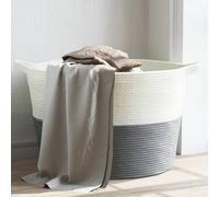 vidaXL Cesto per Biancheria Grigio e Bianco Ø60x36 cm in Cotone