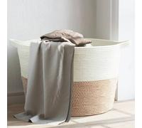 vidaXL Cesto per Biancheria Marrone e Bianco Ø60x36 cm in Cotone
