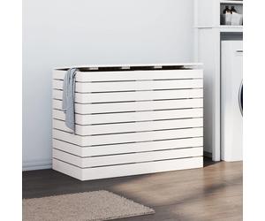 vidaXL Cesto per Bucato Bianco 88,5x44x66 cm Legno Massello Pino
