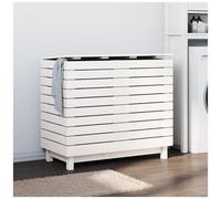 Cesto Per Bucato Bianco 88,5x44x76 Cm Legno Massello Pino