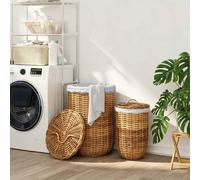 vidaXL Cesto per la biancheria con coperchio GENDT 2 pz Rattan Kubu