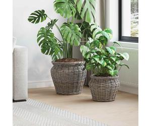 vidaXL Cesto per Piante con archiviazione 2 pcs Grigio Rattan Lacak