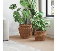 vidaXL Cesto per Piante con archiviazione 2 pcs Marrone Rattan Lacak