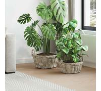 vidaXL Cesto per Piante GENDT 2 pz Grigio naturale Rattan Kubu