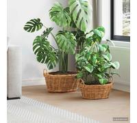 vidaXL Cesto per Piante GENDT 2 pz Marrone Naturale Rattan Kubu