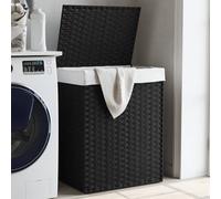 vidaXL Cesto Portabiancheria con Coperchio Nero 46x33x60 cm Polyrattan