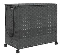 vidaXL Cesto Portabiancheria con Ruote Grigio 66x35x60 cm Rattan