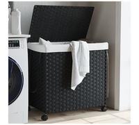 VIDAXL - Cesto Portabiancheria Con Ruote Nero 60x35x60,5 Cm Rattan