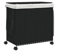 vidaXL Cesto Portabiancheria con Ruote Nero 60x35x60,5 cm Rattan