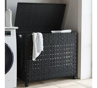 vidaXL Cesto Portabiancheria con Ruote Nero 66x35x60 cm Rattan