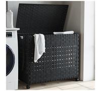 VIDAXL - Cesto Portabiancheria Con Ruote Nero 66x35x60 Cm Rattan