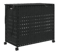 VIDAXL - Cesto Portabiancheria Con Ruote Nero 66x35x60 Cm Rattan