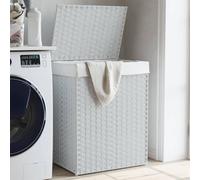 vidaXL Cesto Portabiancheria Coperchio Bianco 46x33x60 cm Polyrattan