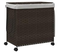 vidaXL Cesto Portabiancheria Ruote Marrone Scuro 60x35x60,5 cm Rattan