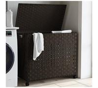 VIDAXL - Cesto Portabiancheria Ruote Marrone Scuro 66x35x60 Cm Rattan